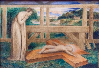 Nostra Signora che adora il bambino Gesù addormentato su una croce da William Blake