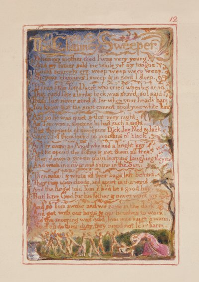 Lo spazzacamino: tavola 12 da Songs of Innocence and of Experience (copia AA) c.1815-26 da William Blake