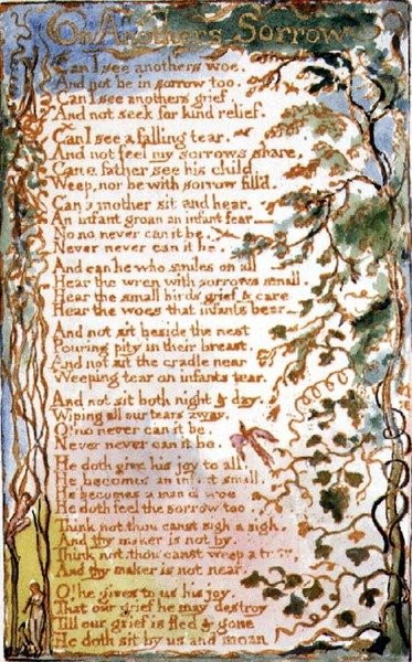 Sul Dolore degli Altri: tavola 27 da Songs of Innocence and of Experience (copia AA) c.1815-26 da William Blake