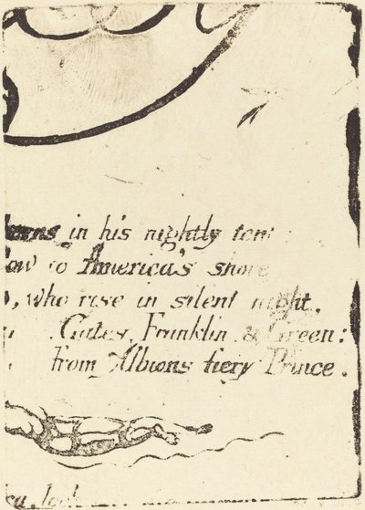 Ristampa da frammento di lastra cancellata per "Una profezia" da William Blake