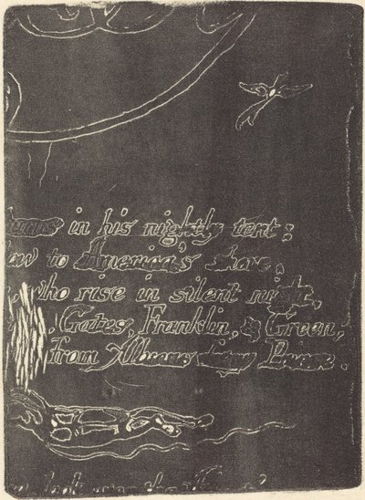 Ristampa da frammento di lastra cancellata per A Prophecy, 1793 da William Blake