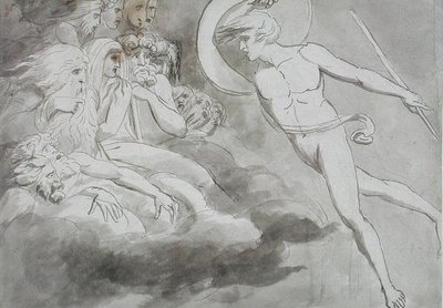 Satana si avvicina alla Corte del Caos da William Blake