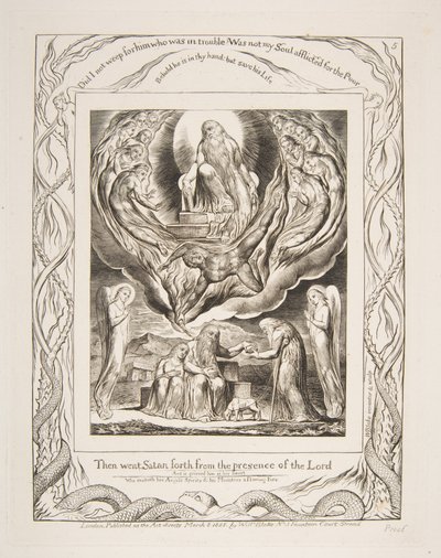 Satana che esce dalla presenza del Signore, dalle Illustrazioni del Libro di Giobbe, 1825-26 da William Blake