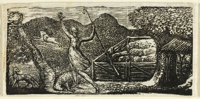 Il pastore scaccia il lupo, da Le Pastorali di Virgilio da William Blake