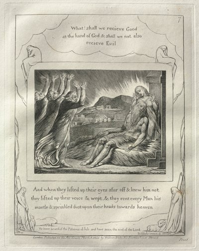 Il Libro di Giobbe: No. 7, E quando alzarono gli occhi da lontano e non lo riconobbero, alzarono le voci e piansero da William Blake