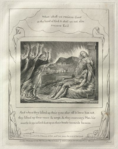 Il libro di Giobbe: No. 7, E quando alzarono gli occhi da lontano e non lo riconobbero... da William Blake