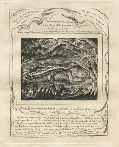 Il Libro di Giobbe: Tav. 11, Con sogni sul mio letto mi spaventi e mi terrorizzi con visioni da William Blake