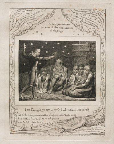 Il Libro di Giobbe: Tav. 12, Sono giovane e voi siete molto vecchi perciò avevo paura da William Blake