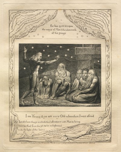 Il Libro di Giobbe: Tav. 12, Sono giovane e voi siete molto vecchi, perciò avevo paura da William Blake