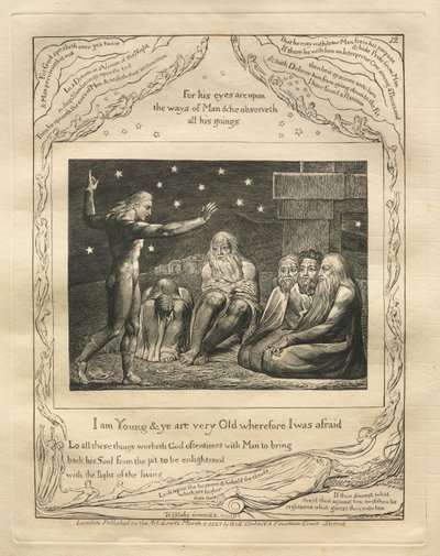 Il libro di Giobbe: Tav. 12, Sono giovane e voi siete molto vecchi perciò avevo paura, 1825 da William Blake