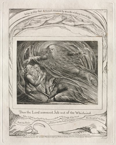 Il Libro di Giobbe: Pl. 13, Allora il Signore rispose a Giobbe dal turbine, 1825 da William Blake