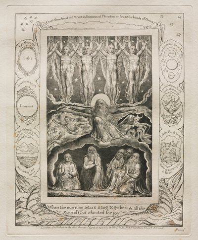 Il Libro di Giobbe: Tav. 14, Quando le stelle del mattino cantavano insieme, e tutti i / figli di Dio gridavano di gioia da William Blake