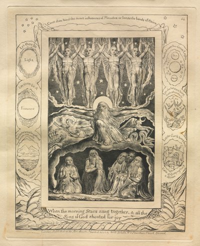Il Libro di Giobbe: Tav. 14, Quando le stelle del mattino cantavano insieme e tutti i figli di Dio gridavano di gioia da William Blake