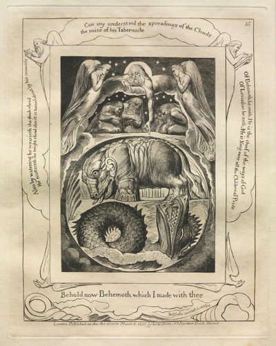 Il Libro di Giobbe: Tav. 15, Ecco ora Behemoth che ho fatto con te da William Blake
