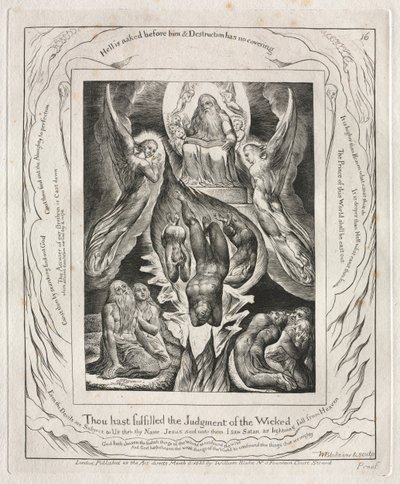 Il Libro di Giobbe: Tav. 16, Hai compiuto il Giudizio degli Empi, 1825 da William Blake