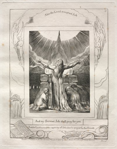 Il Libro di Giobbe: Tav. 18, E il mio servo Giobbe pregherà per te da William Blake