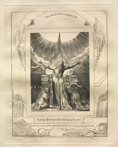 Il Libro di Giobbe: Pl. 18, E il mio servo Giobbe pregherà per voi, 1825 da William Blake