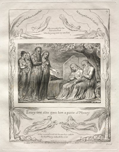Il Libro di Giobbe: Tav. 19, Ognuno gli diede anche un pezzo di denaro da William Blake