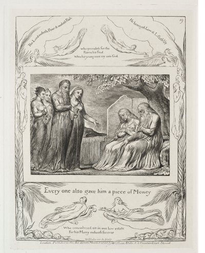 Il Libro di Giobbe: Tav. 19, Ognuno gli diede anche un pezzo di denaro da William Blake