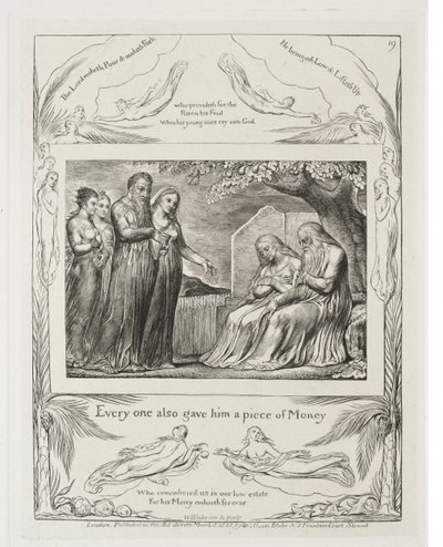 Il Libro di Giobbe: Pl. 19, Ognuno gli diede anche un pezzo di denaro da William Blake