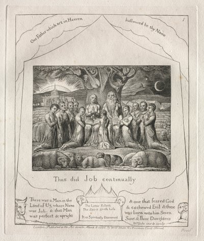 Il libro di Giobbe: Pl. 1, Così fece Giobbe continuamente da William Blake