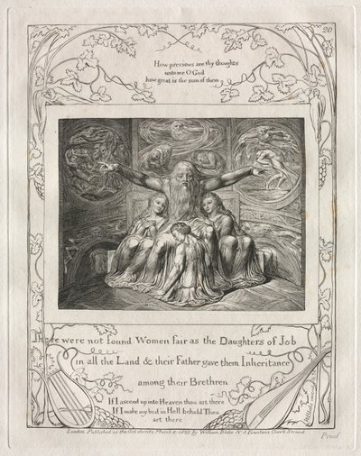 Il Libro di Giobbe: Tav. 20, Non si trovarono donne belle come le figlie di Giobbe / in tutto il paese da William Blake