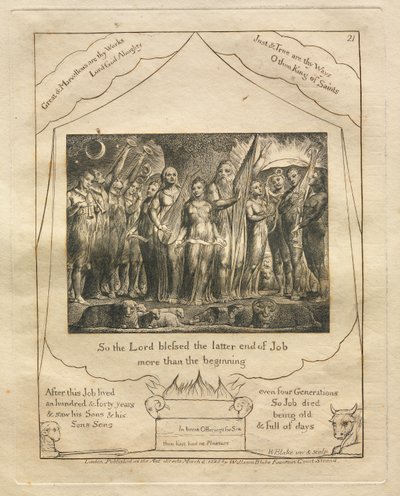 Il Libro di Giobbe: Tav. 21, Così il Signore benedisse la fine di Giobbe più dell