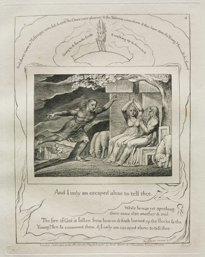Il Libro di Giobbe: Tav. 4, E io solo sono scampato per raccontartelo da William Blake