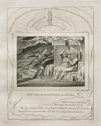 Il Libro di Giobbe: Tav. 4, E io solo sono scampato per raccontartelo, 1825 da William Blake