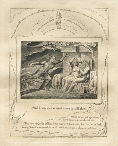 Il Libro di Giobbe: Pl. 4, E io solo sono scampato per raccontartelo da William Blake