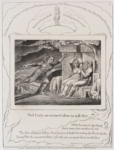 Il Libro di Giobbe: Tav. 4, e io solo sono scampato per raccontartelo da William Blake