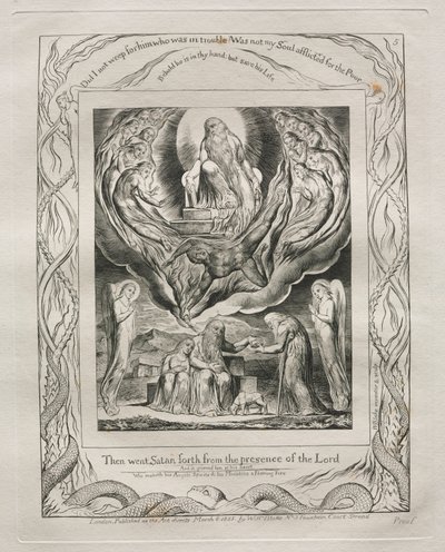 Il Libro di Giobbe: Tav. 5, Allora Satana uscì dalla presenza del Signore da William Blake