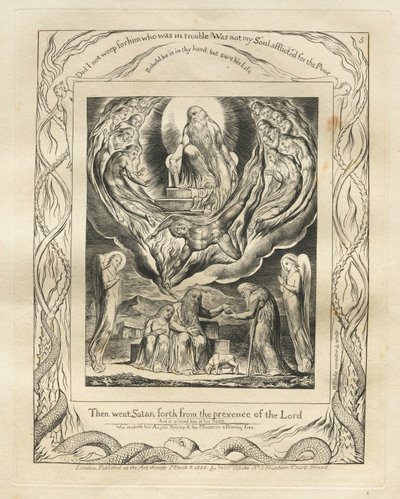 Il Libro di Giobbe: Tav. 5, Allora Satana uscì dalla presenza del Signore da William Blake