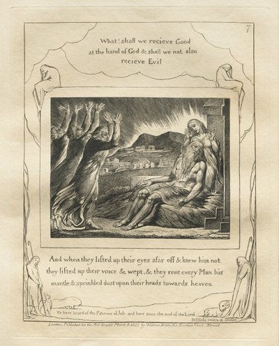 Il Libro di Giobbe: Tav. 7, E quando alzarono gli occhi da lontano e non lo riconobbero, alzarono le loro voci e piansero da William Blake