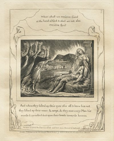 Il Libro di Giobbe: Pl. 7, E quando alzarono gli occhi da lontano e non lo riconobbero..., 1825 da William Blake