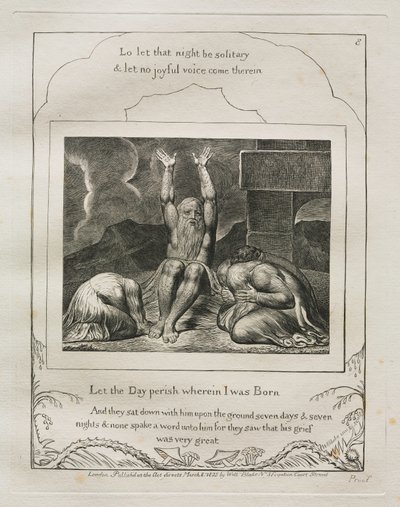 Il Libro di Giobbe: Tav. 8, Perisca il giorno in cui sono nato da William Blake