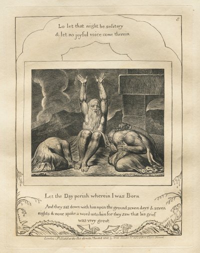 Il Libro di Giobbe: Tav. 8, Perisca il giorno in cui sono nato da William Blake