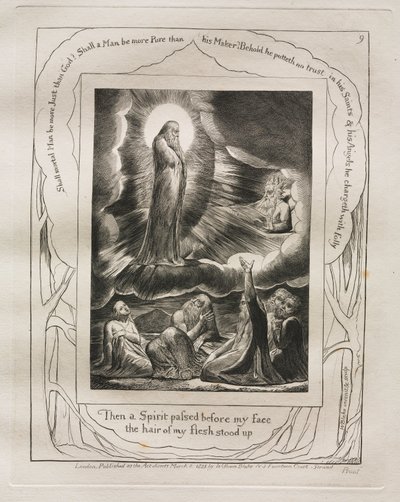 Il Libro di Giobbe: Tav. 9, Allora uno spirito passò davanti al mio volto / i peli della mia carne si rizzarono da William Blake