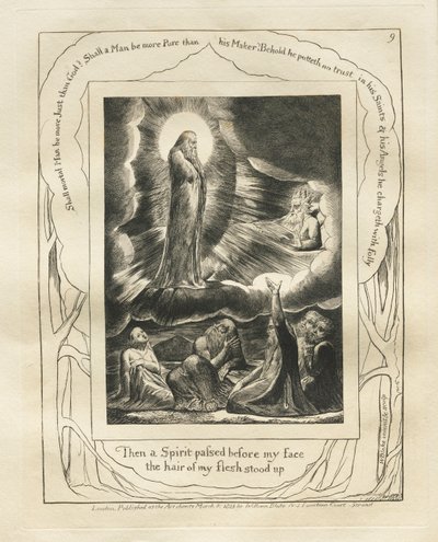 Il libro di Giobbe: Pl. 9, Allora uno spirito passò davanti al mio volto e i peli della mia carne si rizzarono, 1825 da William Blake