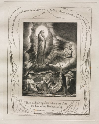Il libro di Giobbe: Pl. 9, Allora uno spirito passò davanti al mio volto, i peli della mia carne si rizzarono, 1825 da William Blake