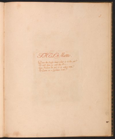 Il Libro di Thel, Tavola 1, Il Motto di Thel... da William Blake