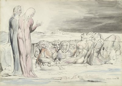 Il cerchio dei traditori: Fratelli Alberti, illustrazione alla Divina Commedia di Dante Alighieri, 1824-27 da William Blake