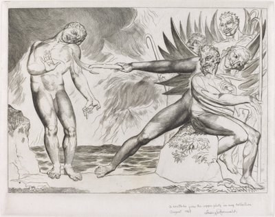 Il cerchio dei funzionari corrotti; i diavoli che tormentano Ciampolo da William Blake