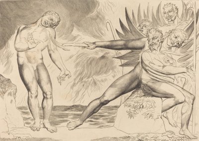 Il cerchio dei funzionari corrotti, i diavoli tormentano Ciampolo da William Blake