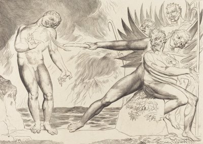 Il cerchio dei funzionari corrotti, i diavoli tormentano Ciampolo da William Blake
