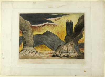 Il Cerchio dei Falsificatori: Dante e Virgilio si Coprono il Naso a Causa del Fetore. Inferno, canto XXIX da William Blake