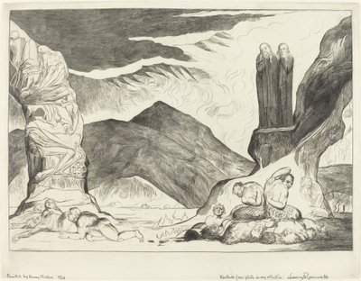 Il cerchio dei falsari, Dante e Virgilio si coprono il naso per la puzza da William Blake