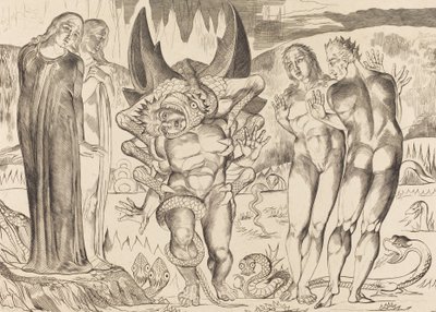 Il cerchio dei ladri, Agnolo Brunelleschi attaccato da un serpente a sei zampe da William Blake