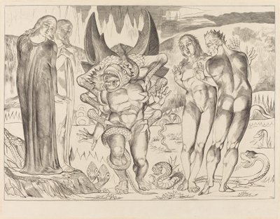 Il cerchio dei ladri, Agnolo Brunelleschi attaccato da un serpente a sei zampe da William Blake