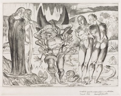 Il cerchio dei ladri, Agnolo Brunelleschi attaccato da un serpente a sei zampe da William Blake